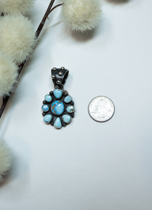 Small Flower Golden Hills Turquoise Pendant by Tim Smith