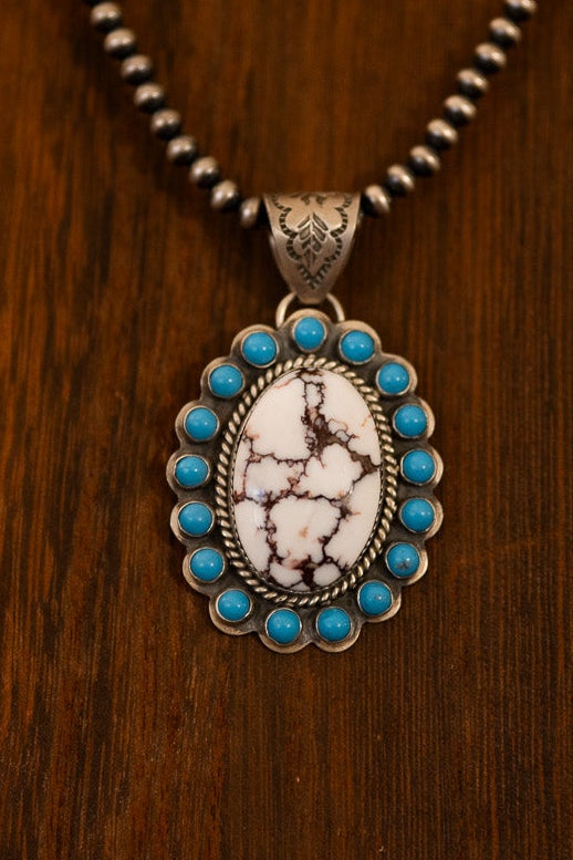 Jeff Largo Wild Horse and Turquoise Pendant