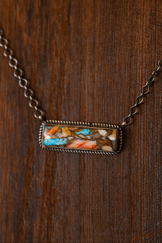 Spiny Turquoise Bar Necklace