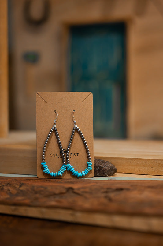 Turquoise and Navajo Pearl Earrings
