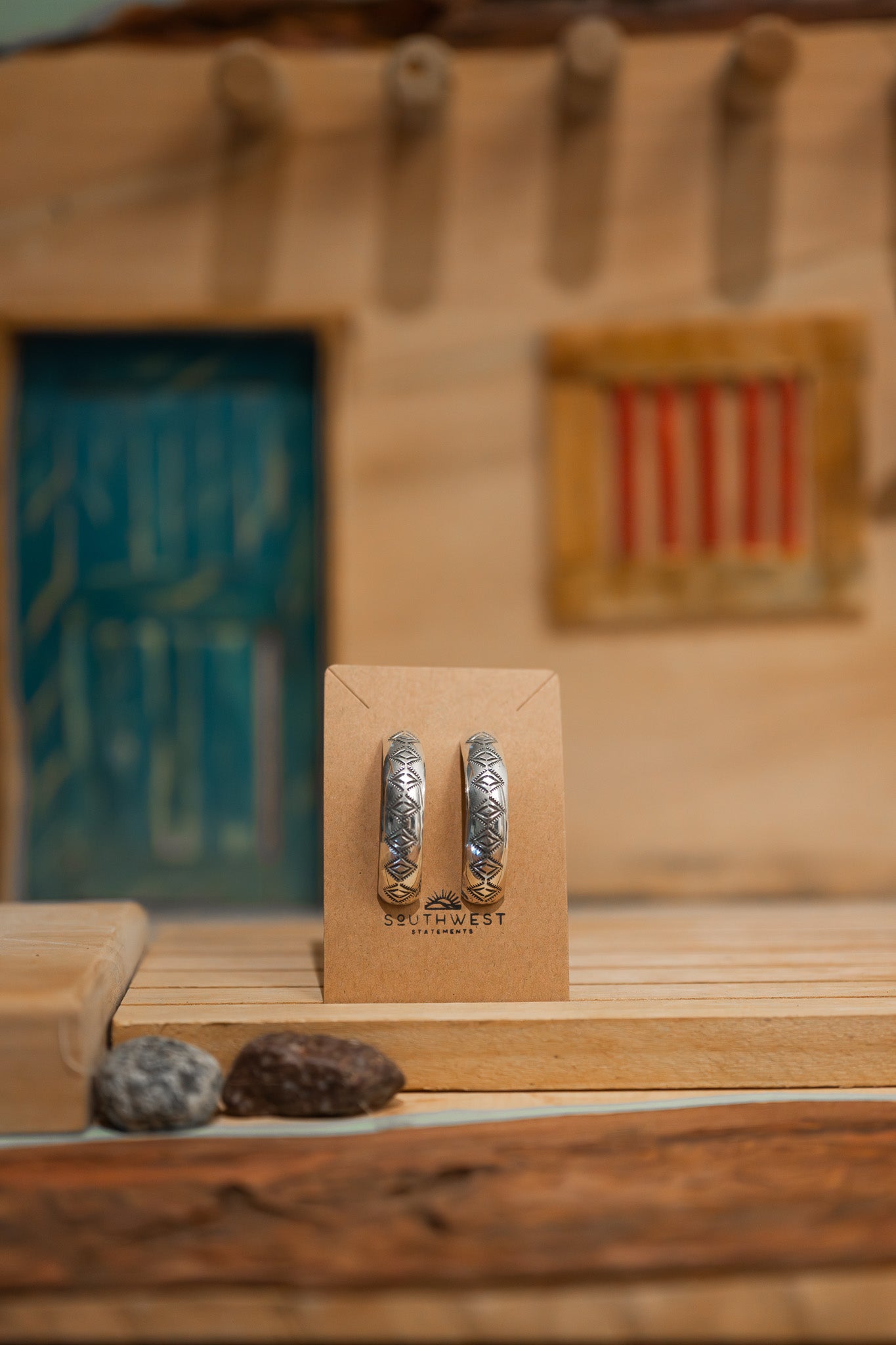 Silver stamped earrings