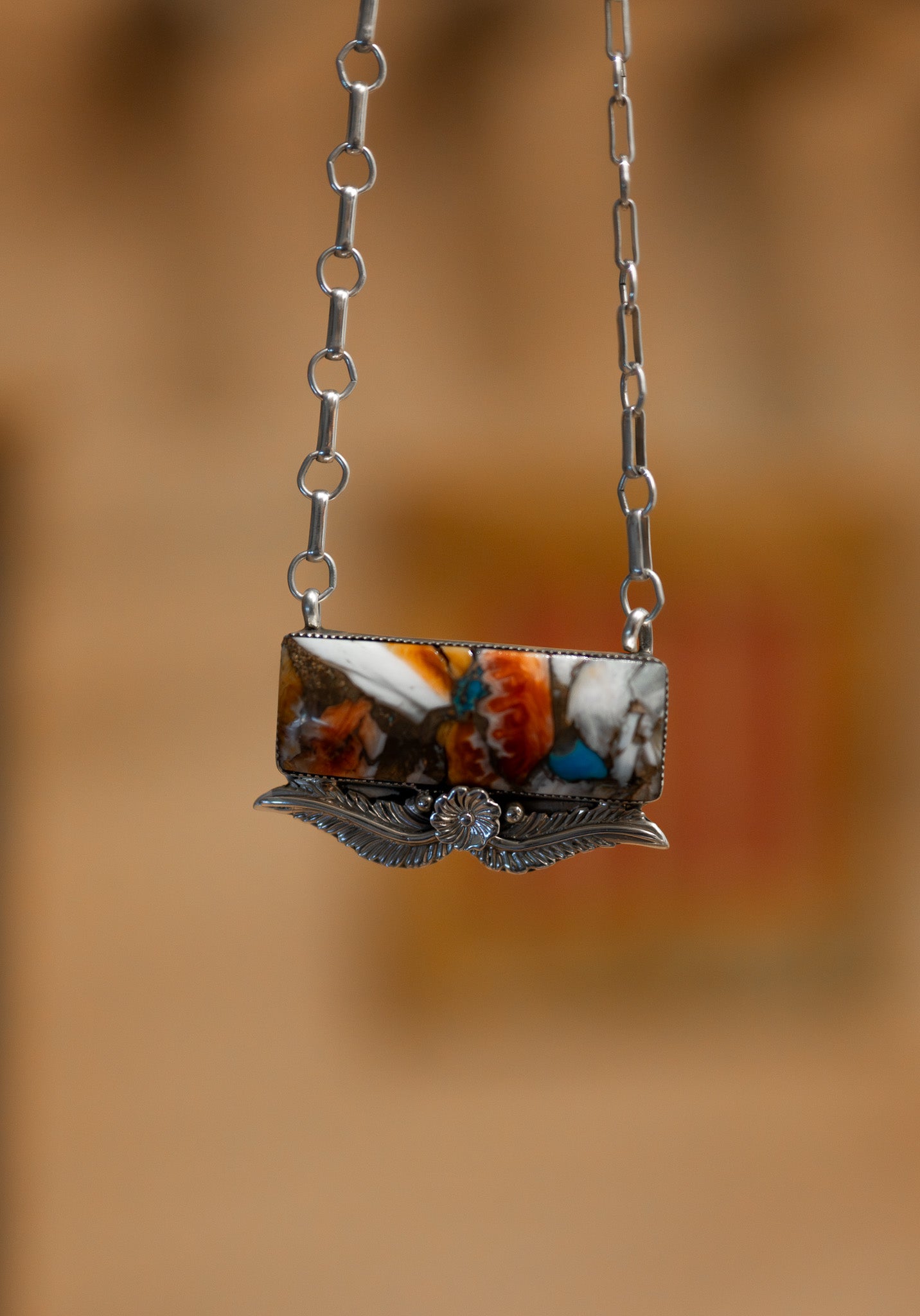 Coral and Turquoise Bar Necklace