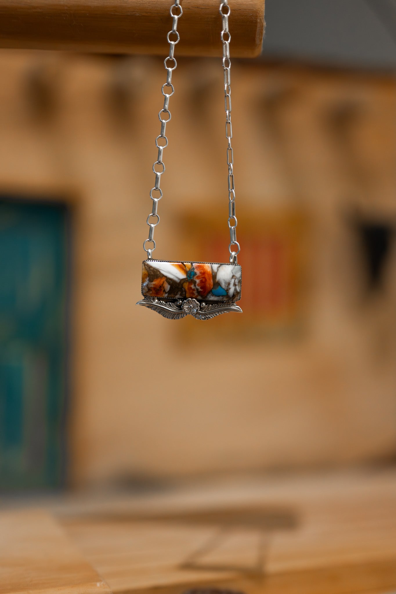 Coral and Turquoise Bar Necklace