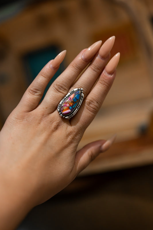 Pink Dahlia Adjustable Ring