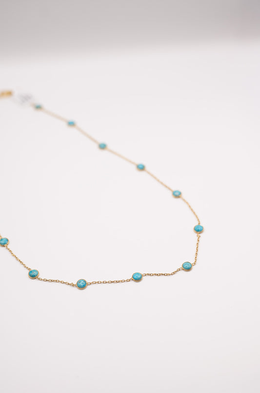 Turquoise and 14K Gold Plated Necklace