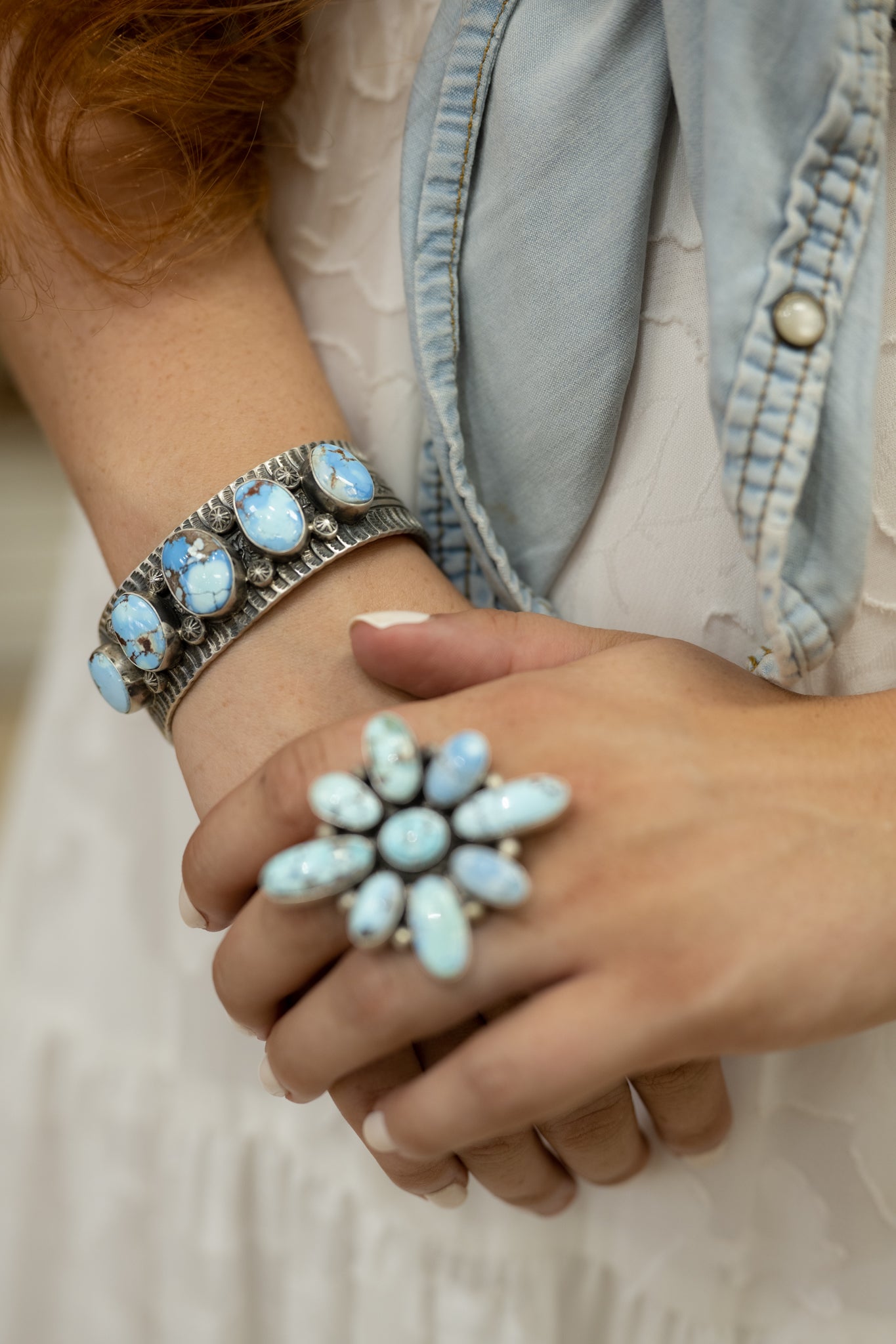 Golden Hills Turquoise Hand Stamped Cuff Bracelet