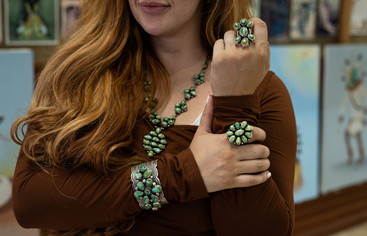 Sonoran Gold Necklace and Earring Set by Dave Skeets