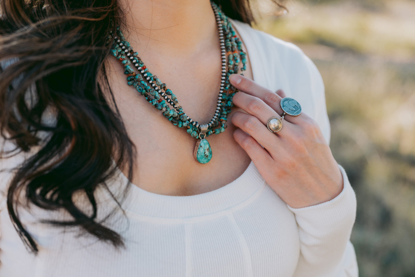 Three Layer Turquoise Bead Necklace