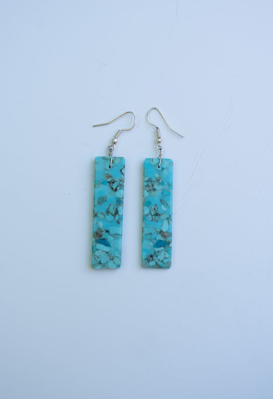 Turquoise Composite Slab Earrings