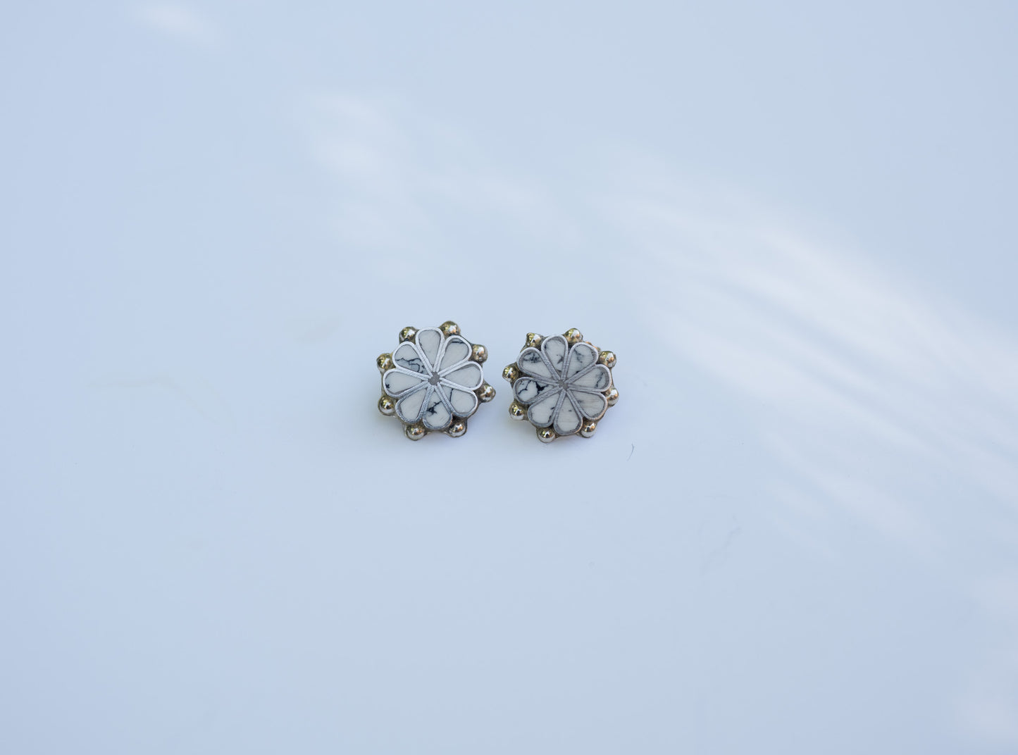 White Buffalo Flower Zuni Earrings