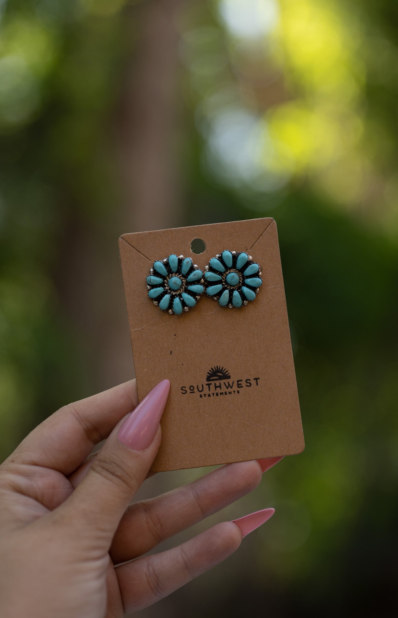 Turquoise Cluster Stud Earrings