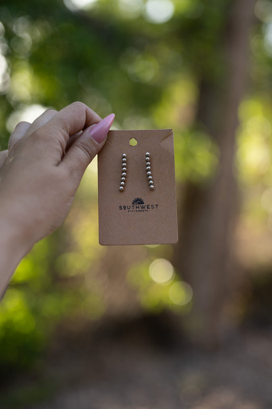 Silver Bead Bar Earrings