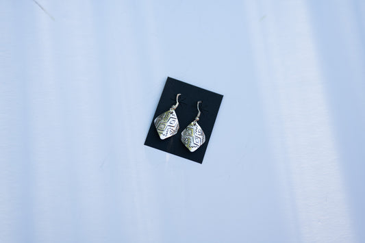 Silver Diamond Stamped Earrings
