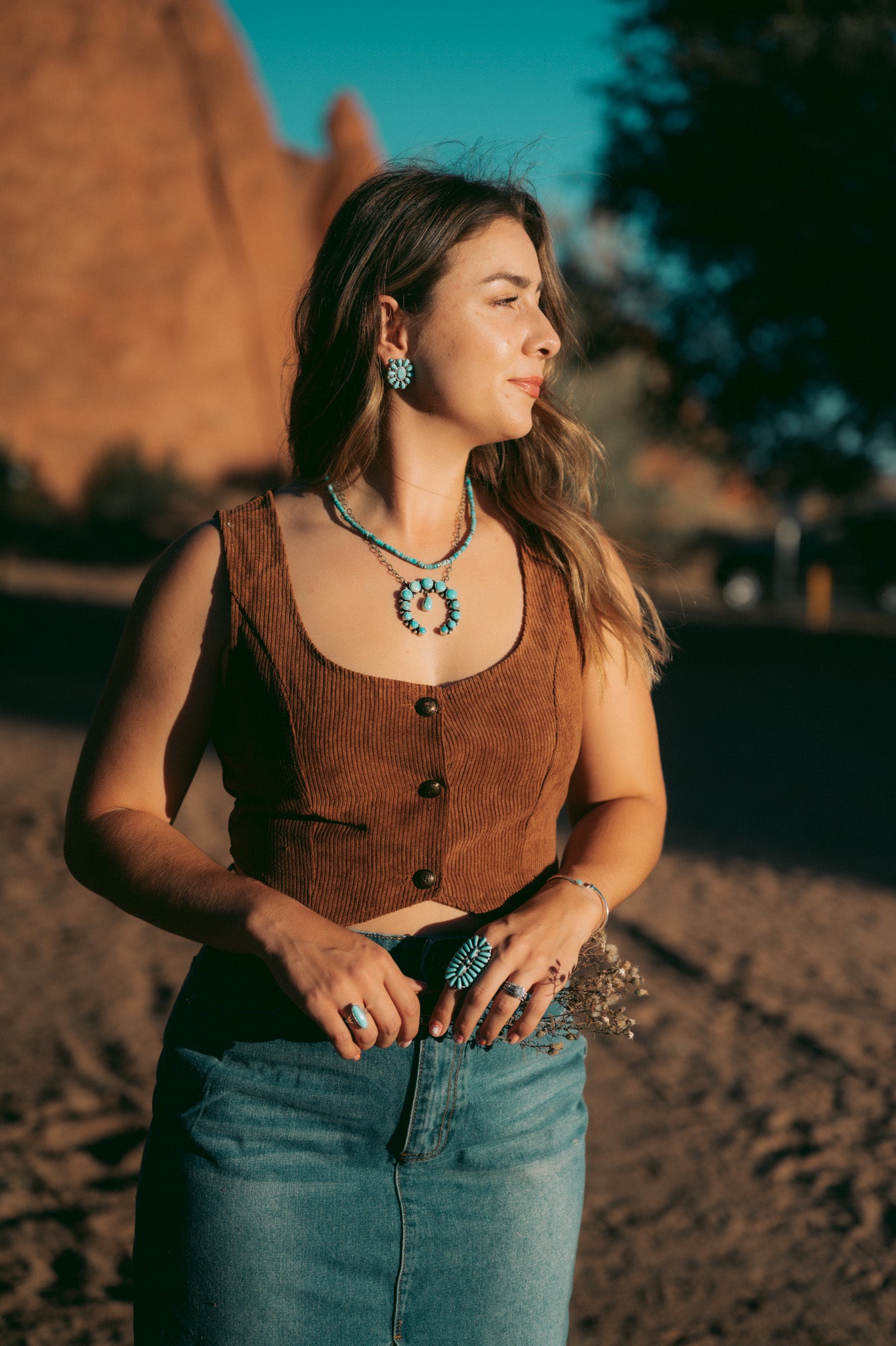 Navajo Turquoise Cluster Stud Earrings