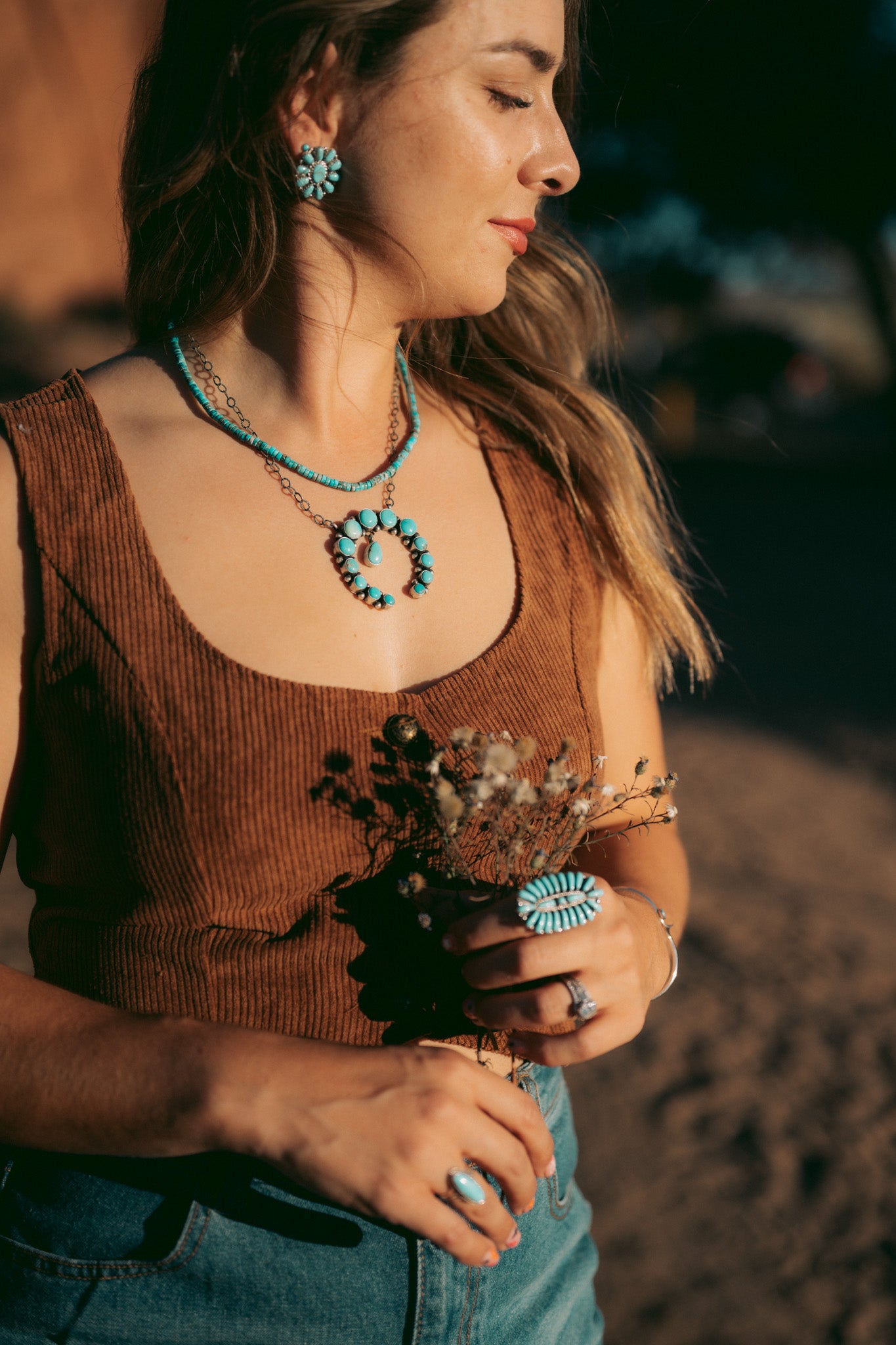 Navajo Turquoise Cluster Stud Earrings