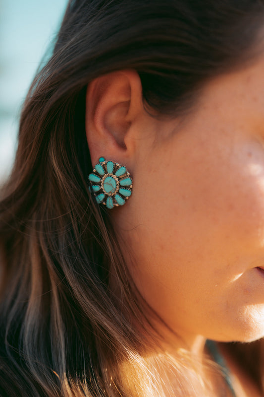 Navajo Turquoise Cluster Stud Earrings