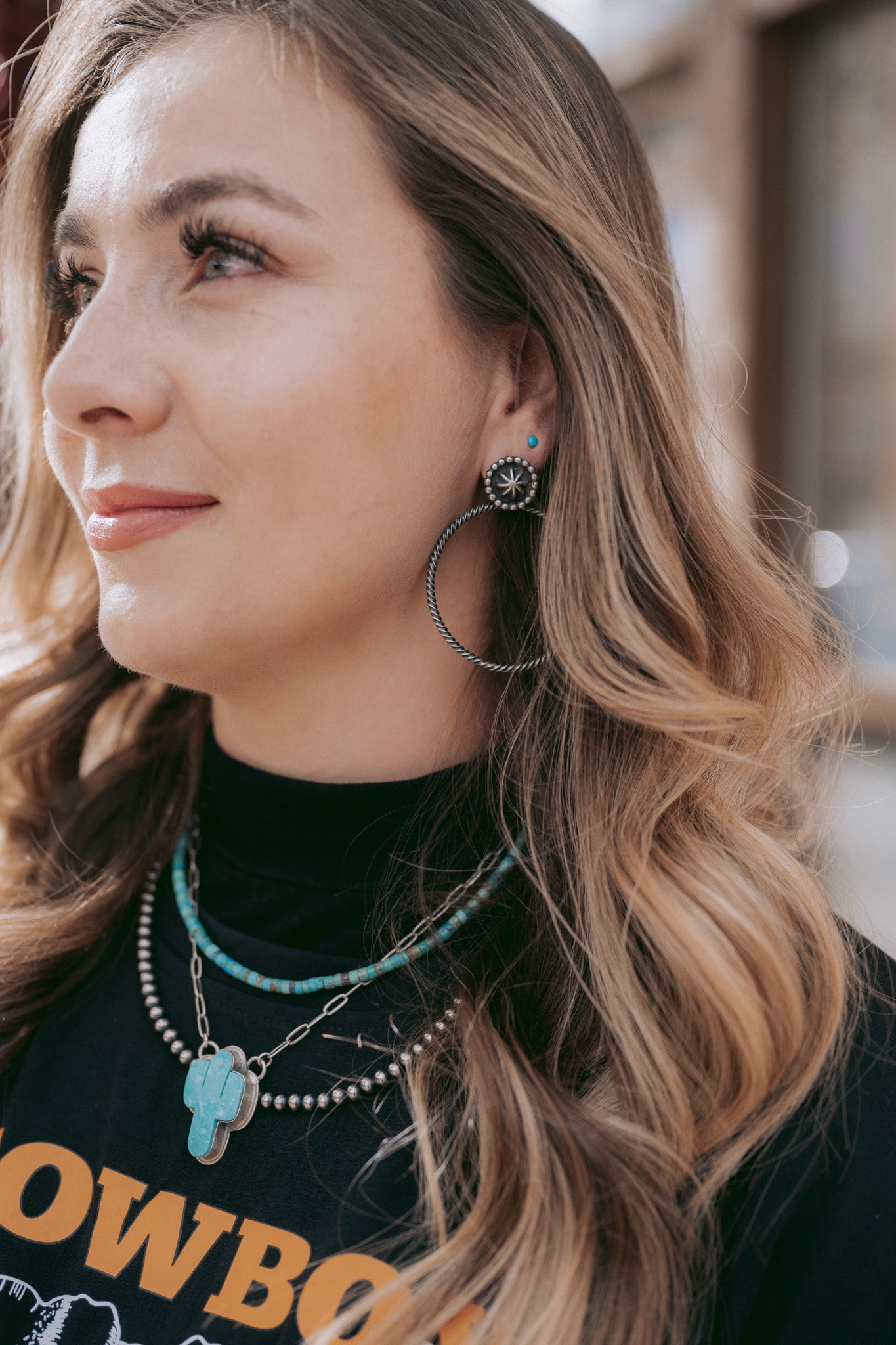 Turquoise Cactus Pendant Chain Necklace