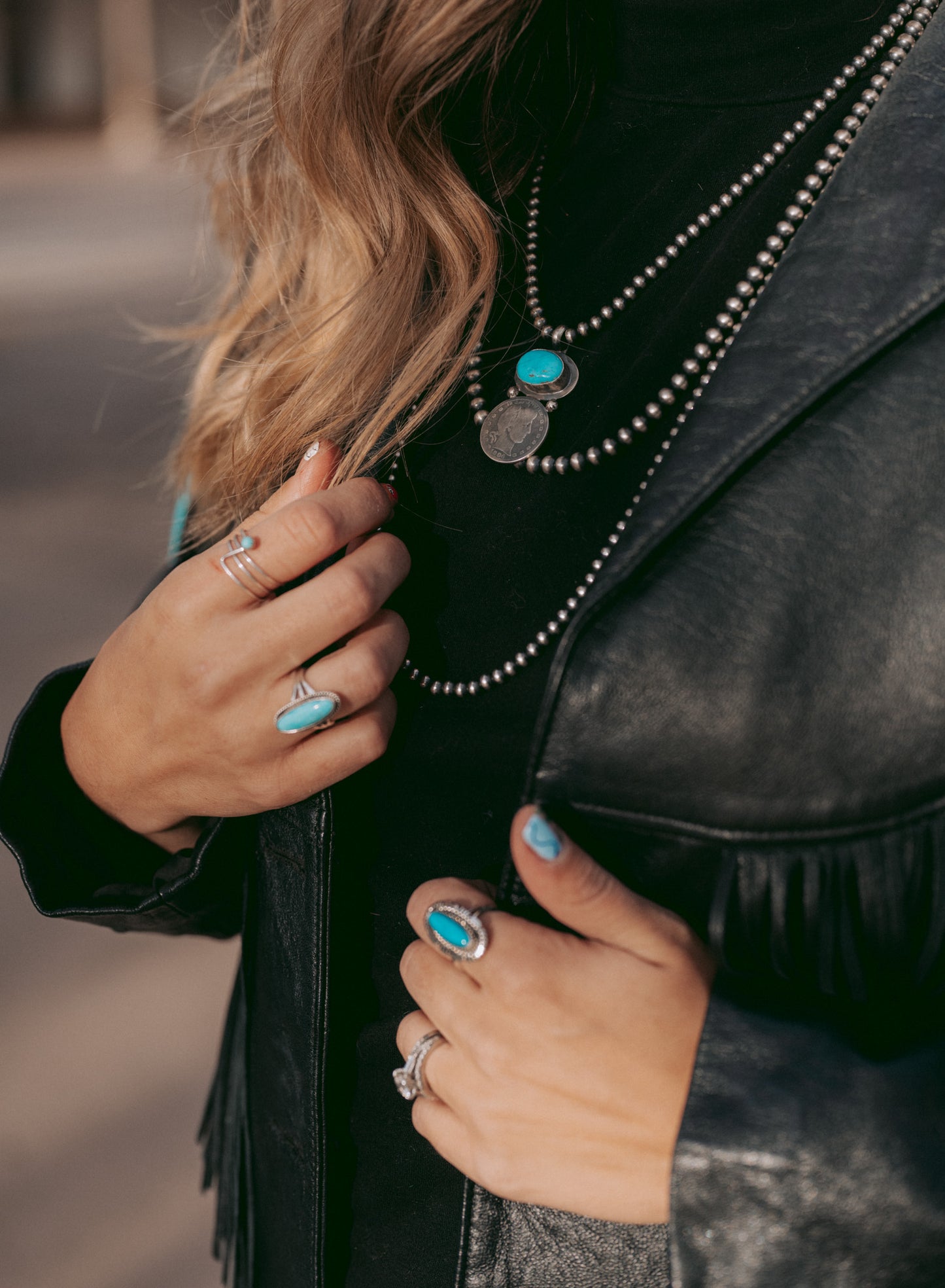 Necklace Pendant with Vintage Coin and Kingman Turquoise