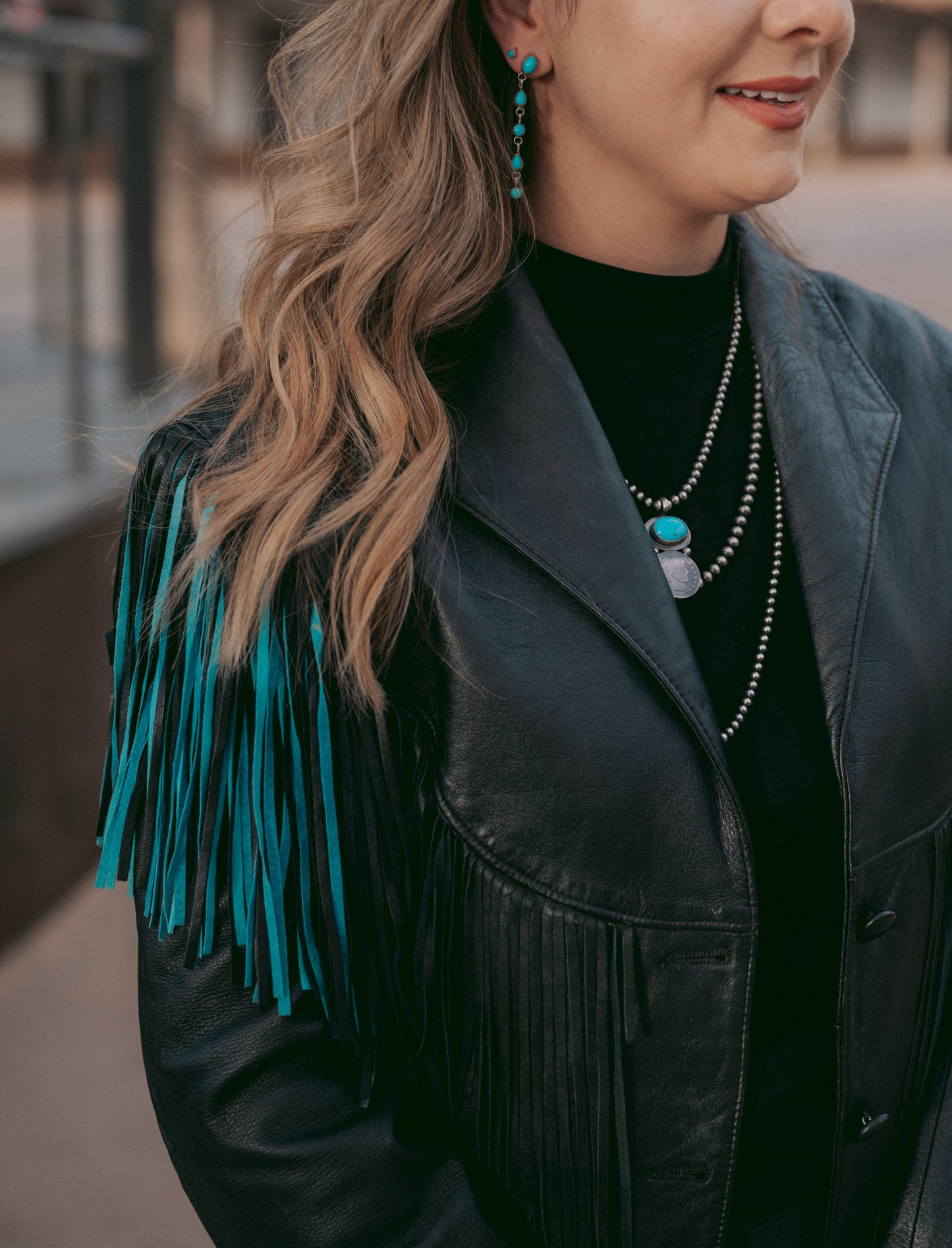 Necklace Pendant with Vintage Coin and Kingman Turquoise