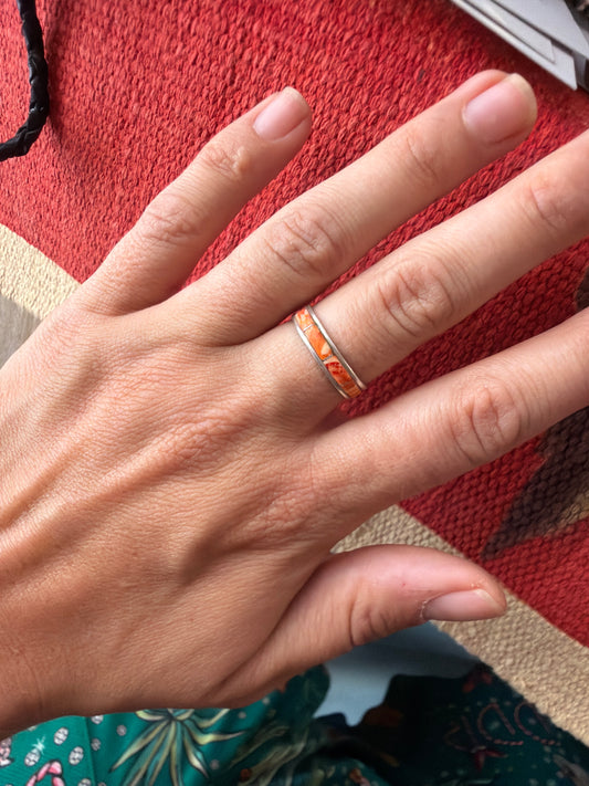 Spiny Oyster Inlay Ring | size 8