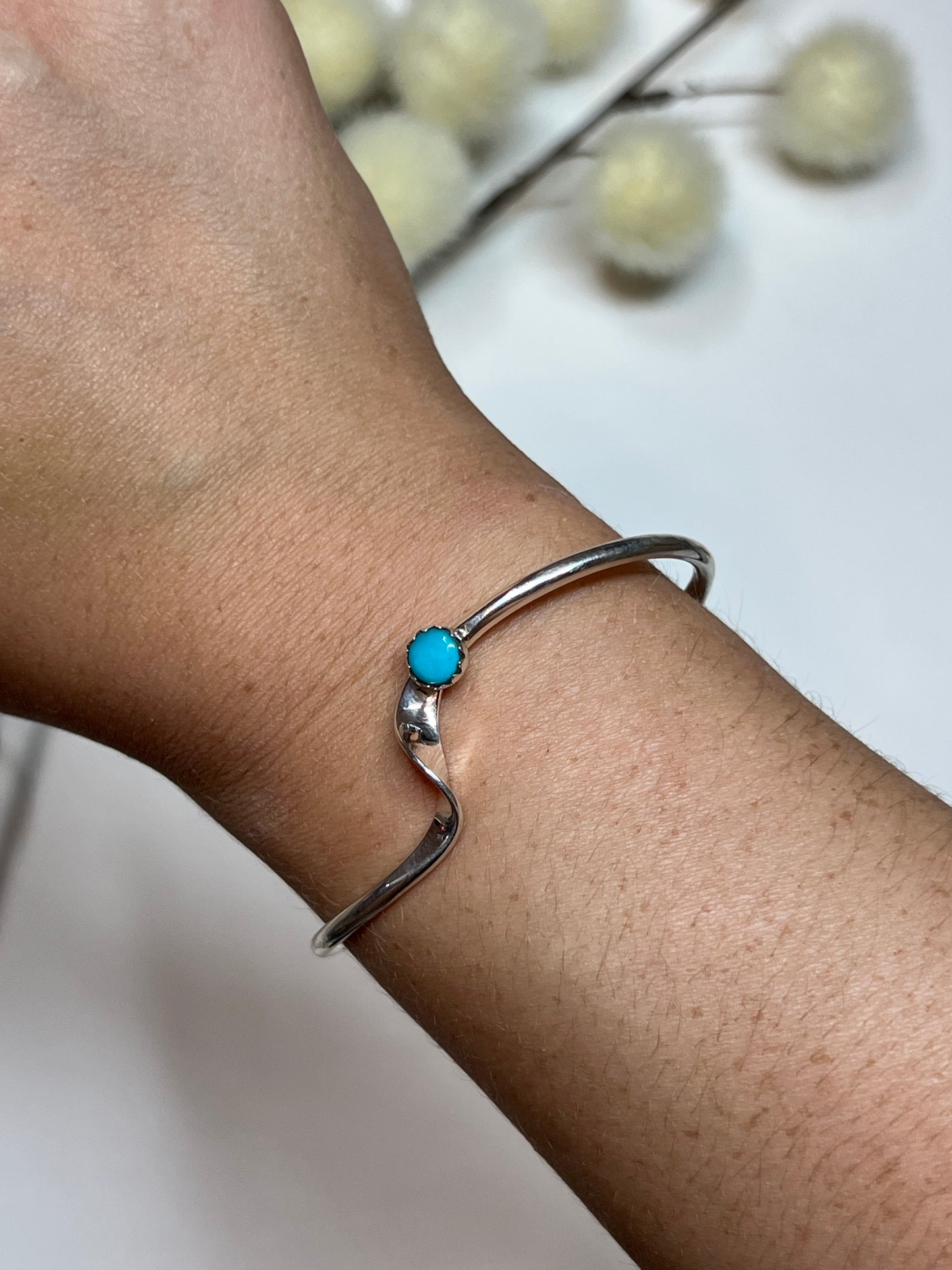 Silver Cuff with Turquoise Stone