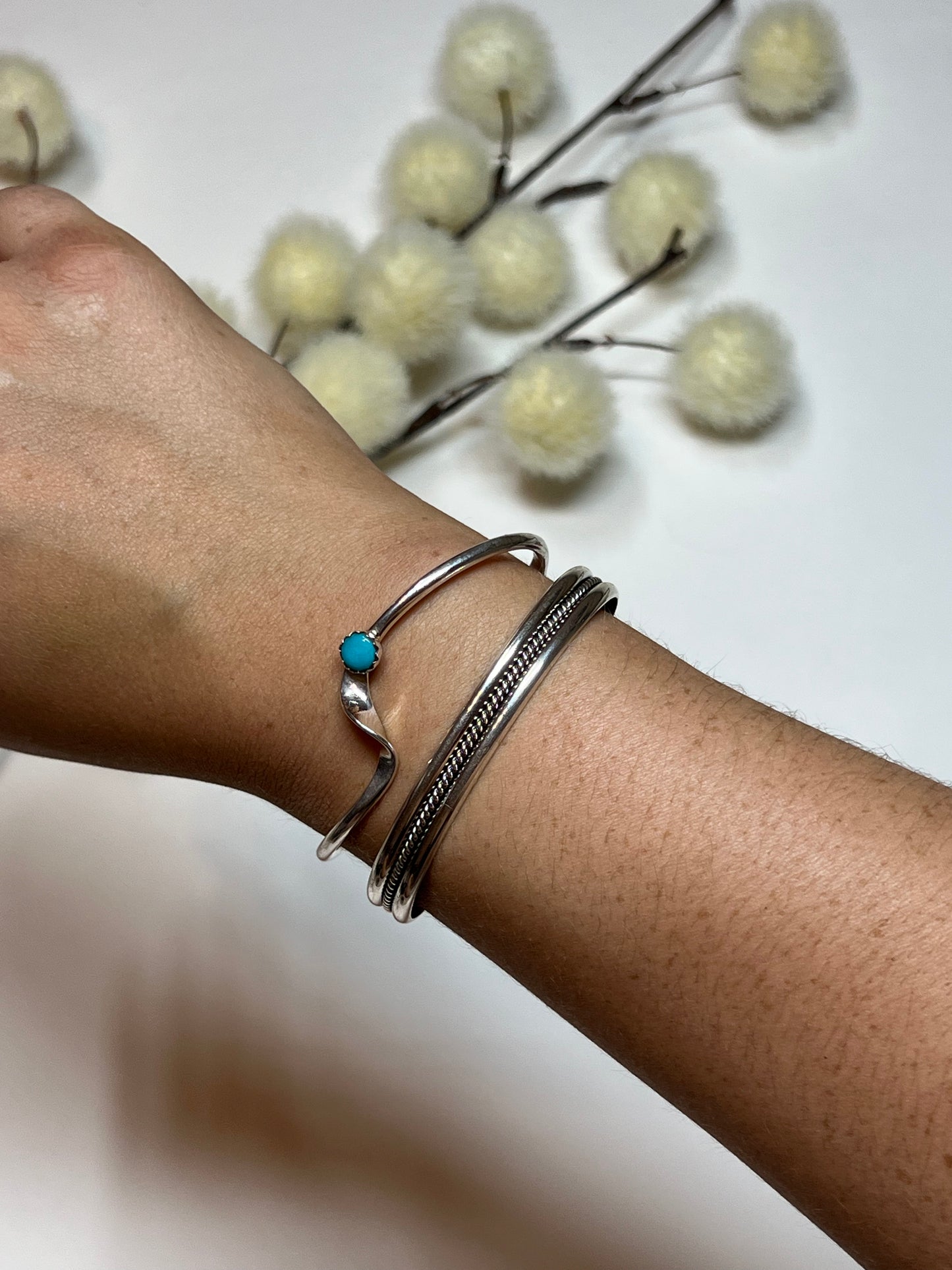 Silver Cuff with Turquoise Stone