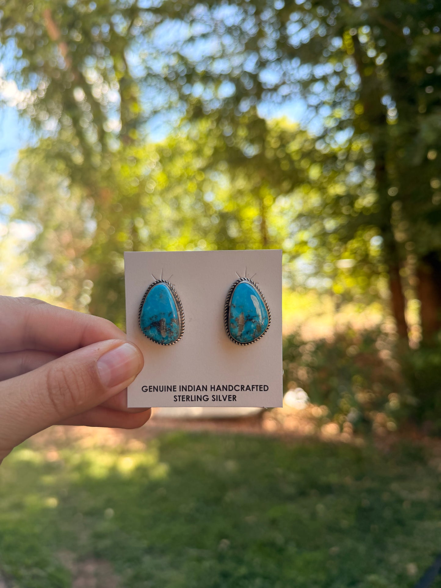 Turquoise Stone Stud Earrings