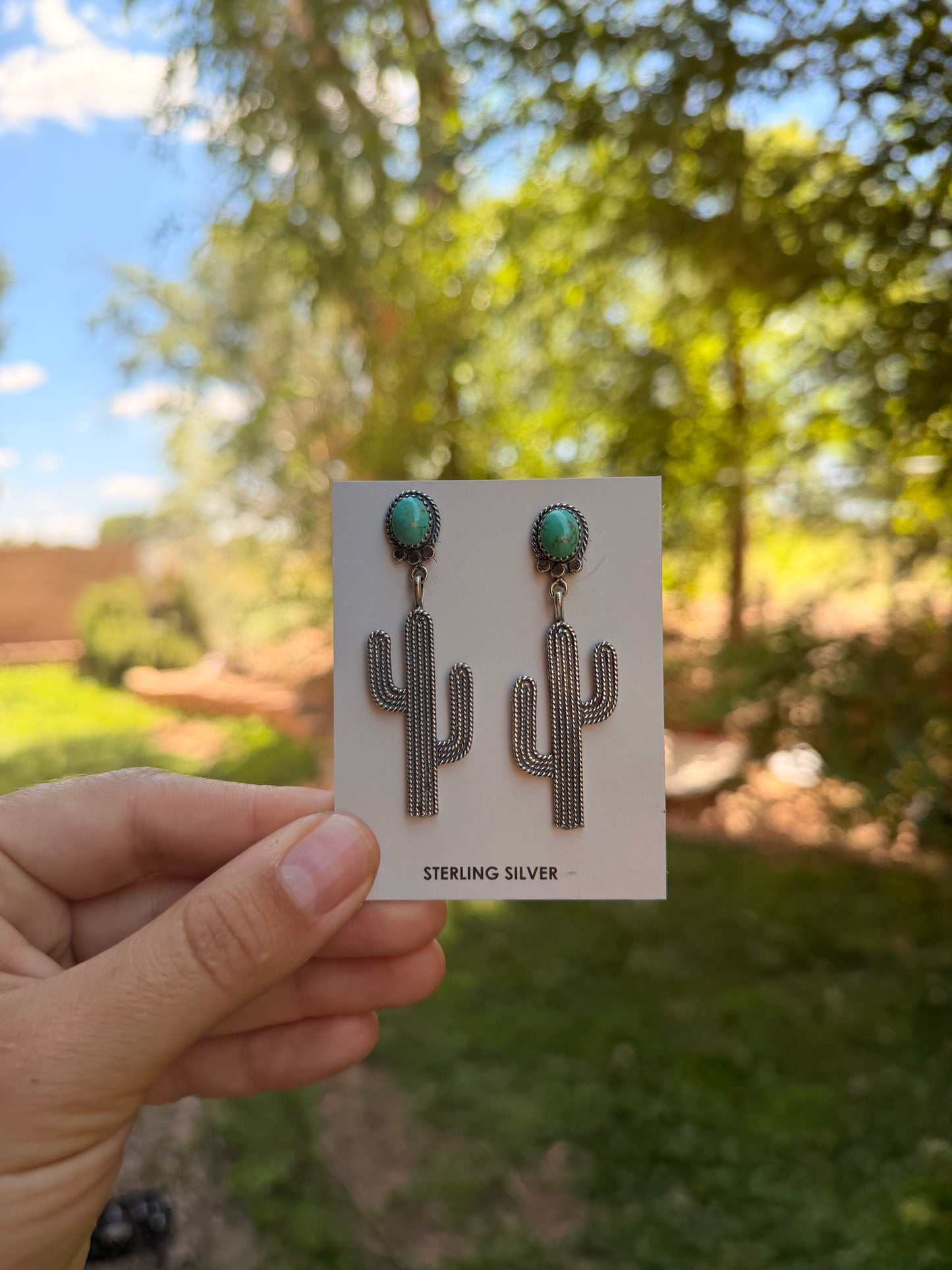 Cactus and Turquoise Earrings