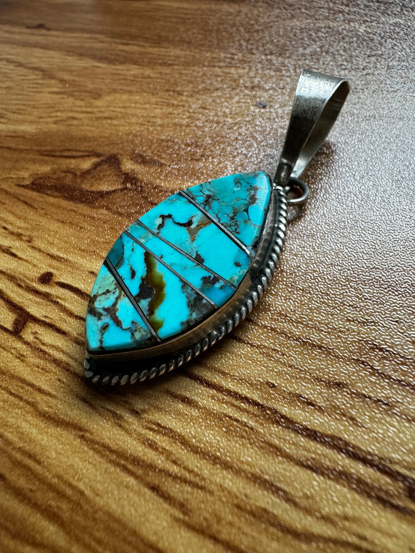 Almond Shaped Kingman Turquoise Pendant