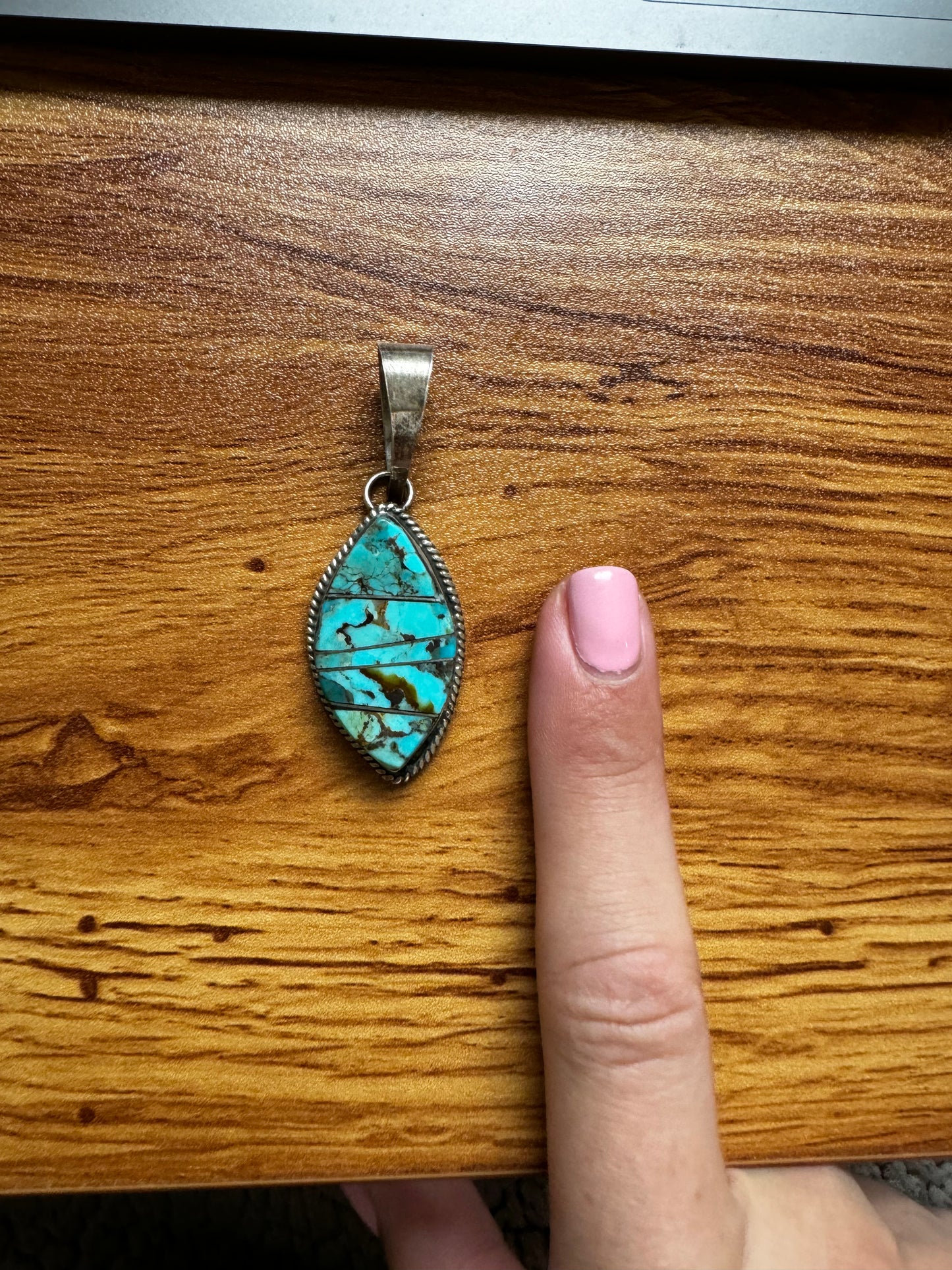 Almond Shaped Kingman Turquoise Pendant