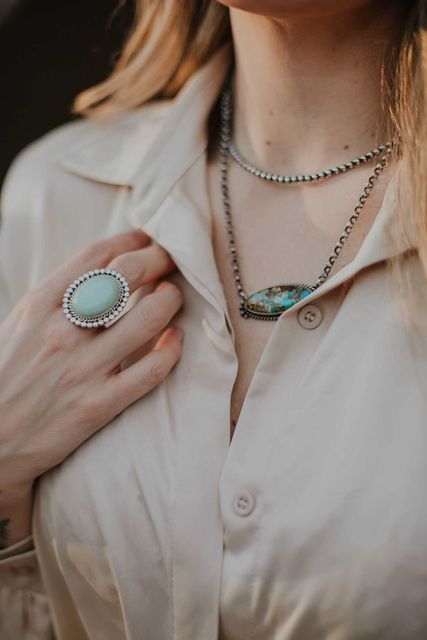 Handmade Turquoise Bar Necklace with Adjustable Chain