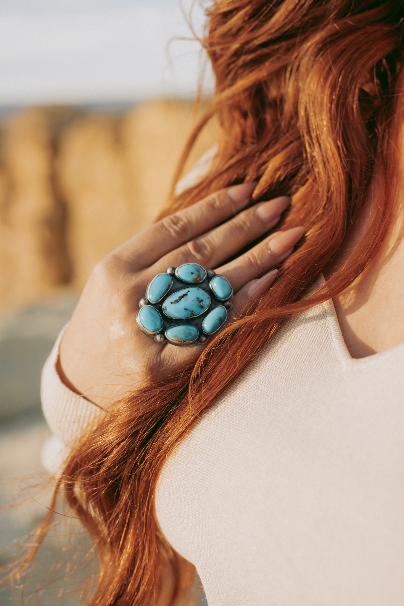 Turquoise Statement Cluster Ring | Adjustable