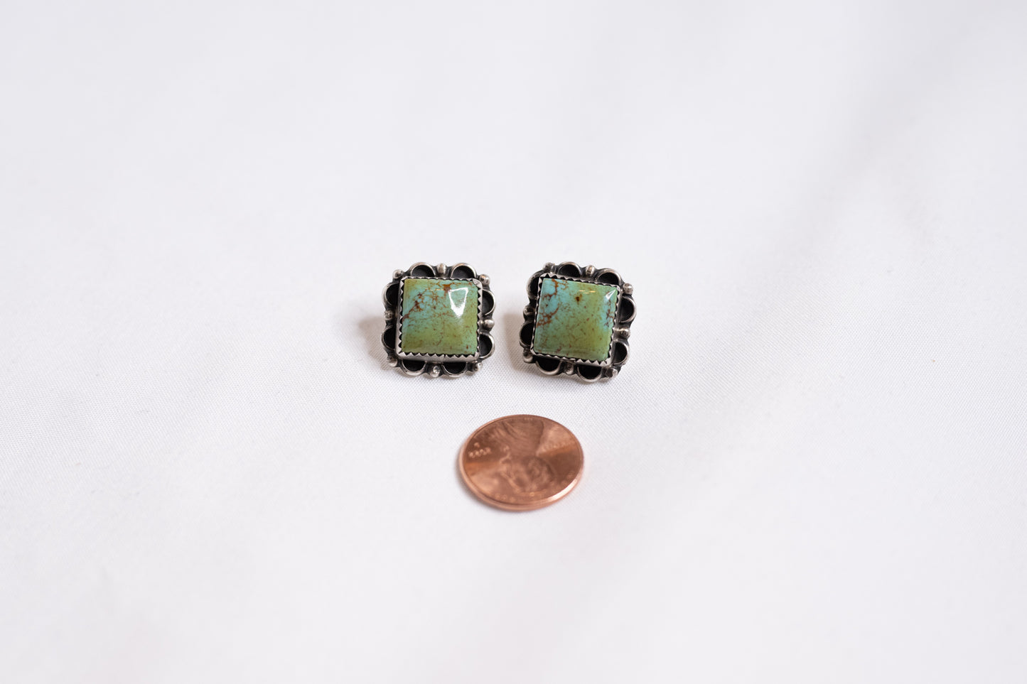 Square Royston Turquoise Stud Earrings