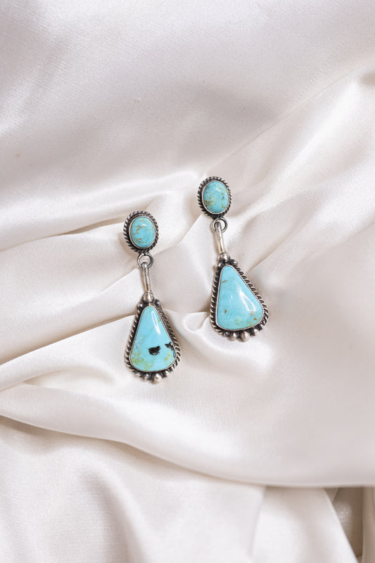 Drop Stud Turquoise Earrings by Elouise Kee
