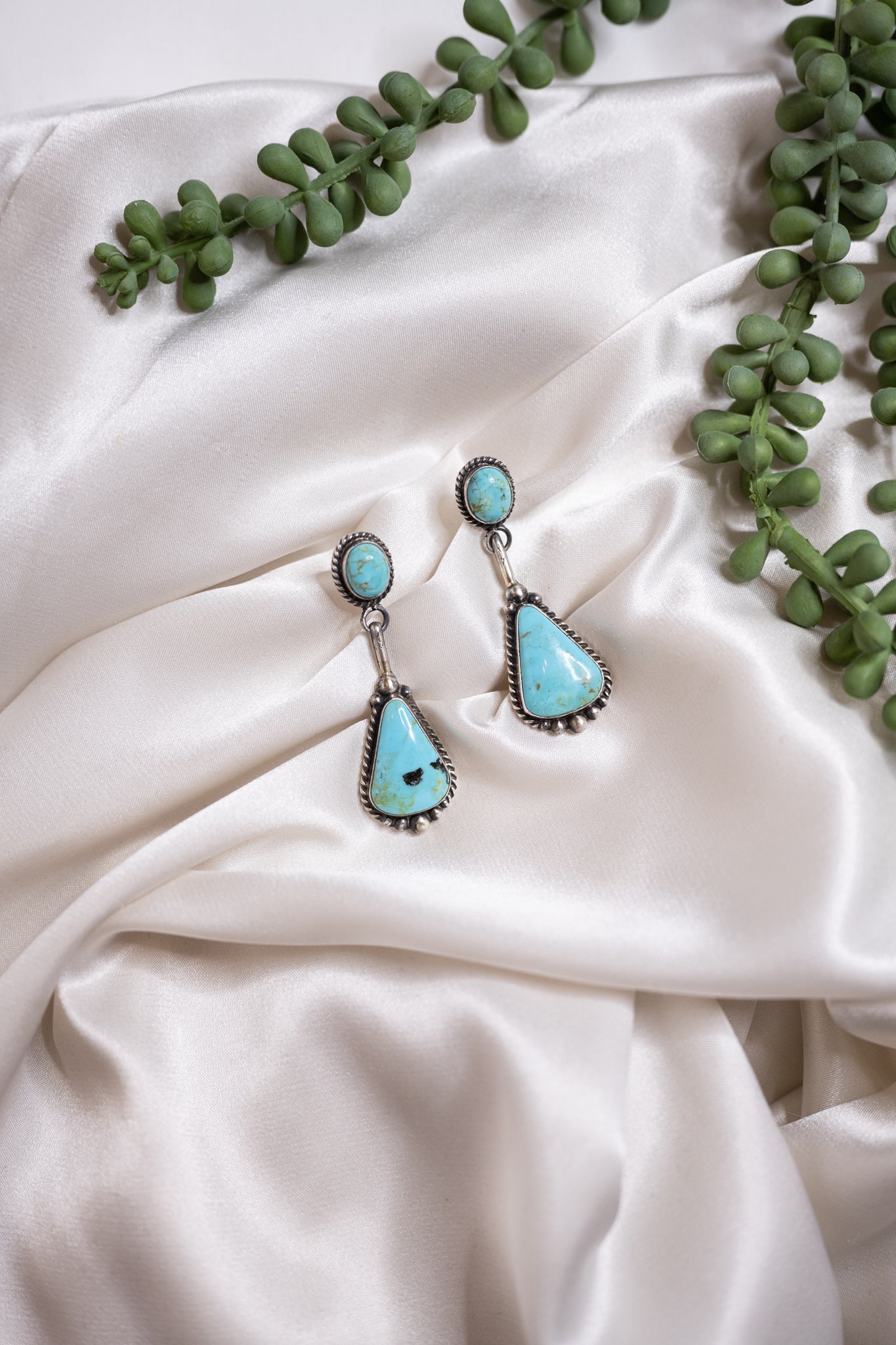 Drop Stud Turquoise Earrings by Elouise Kee