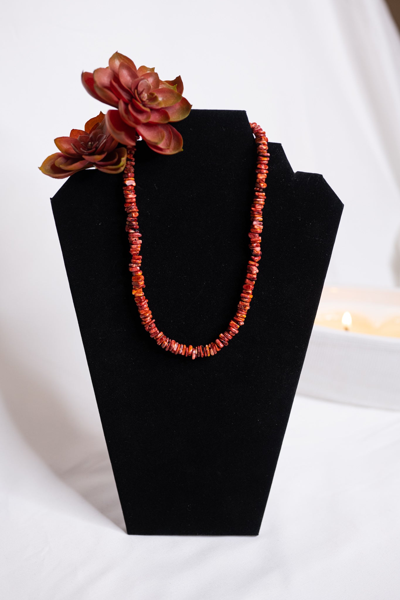 Red Spiny Oyster Coral Bead Necklace