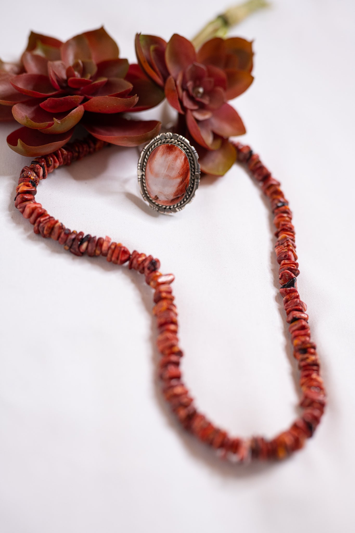 Red Spiny Oyster Coral Bead Necklace