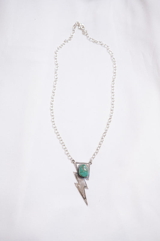 Lightening Bolt Turquoise Chain Necklace