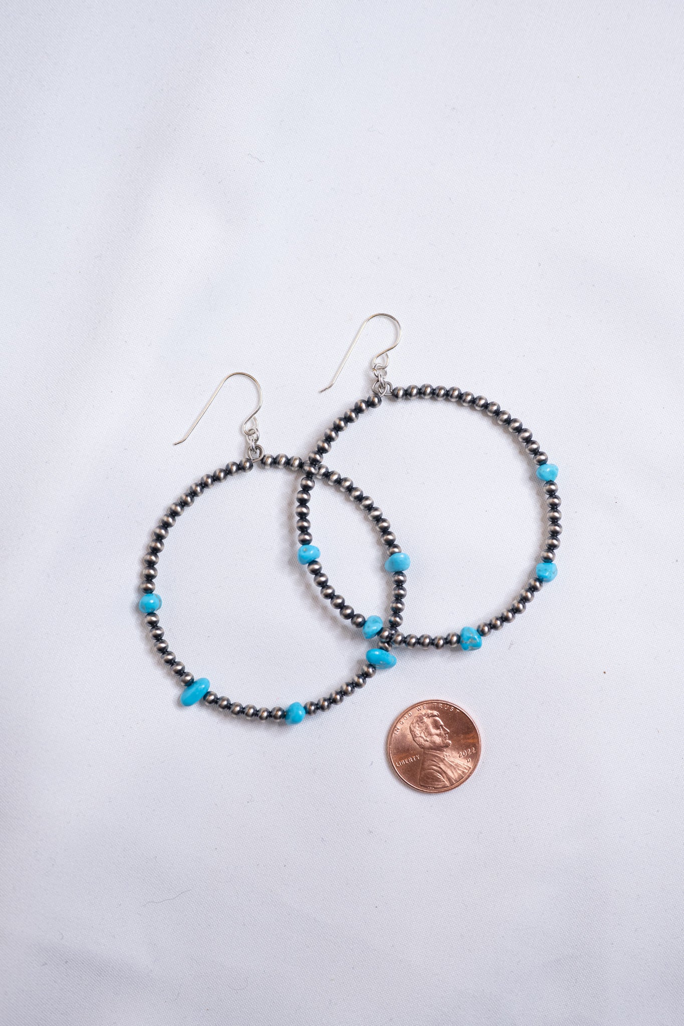 Navajo Pearl with Turquoise Hoop Earrings *BACK IN STOCK*