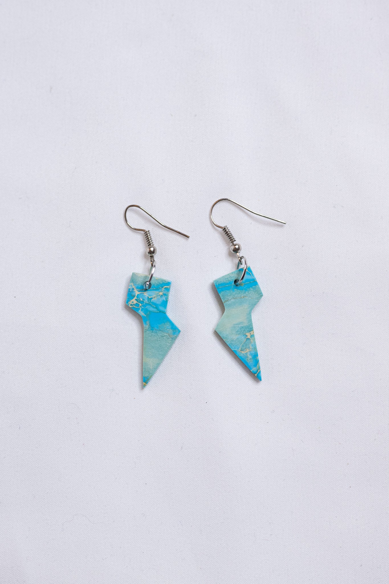 Lightening Bolt Turquoise Slab Earrings