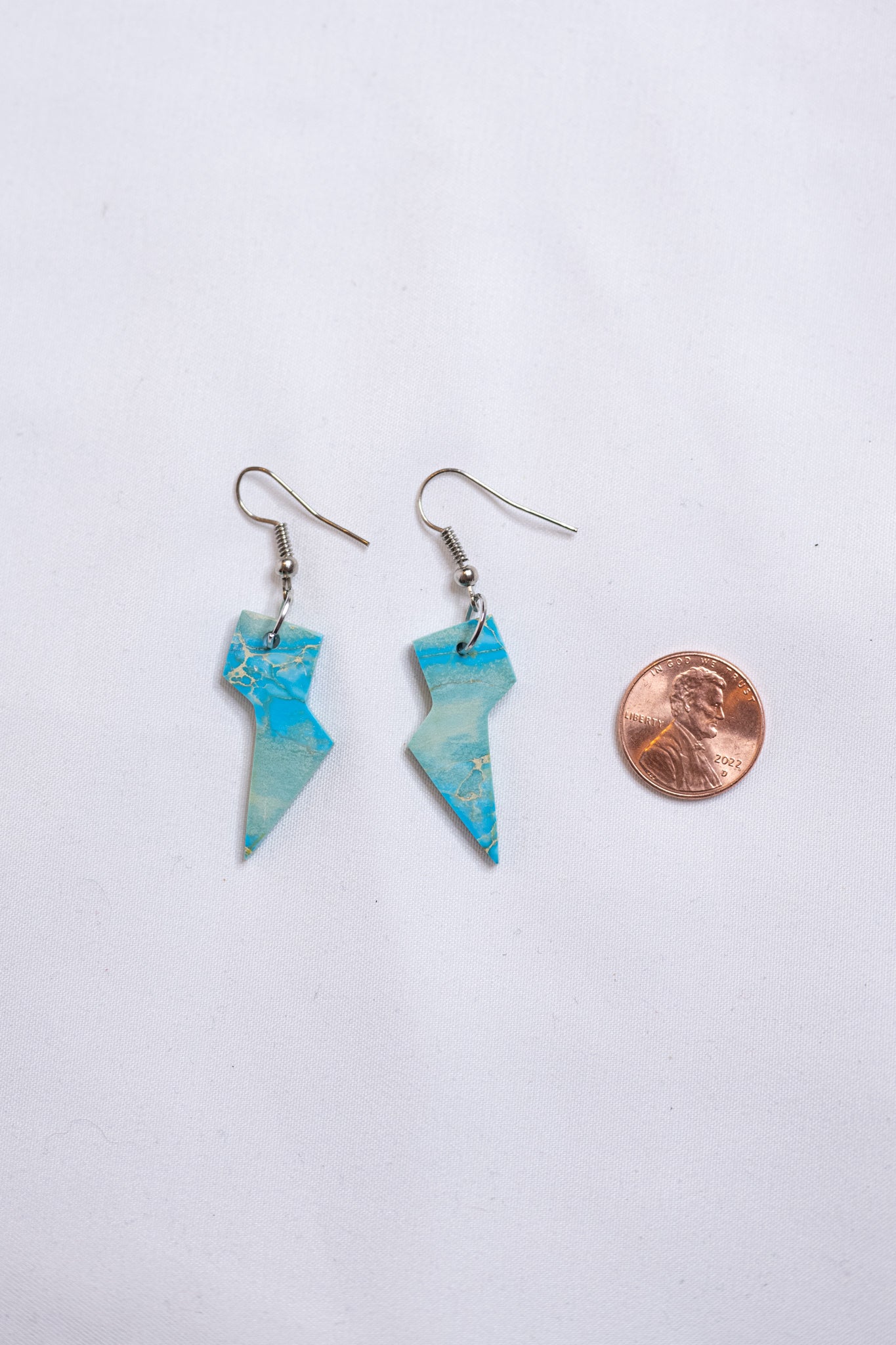 Lightening Bolt Turquoise Slab Earrings