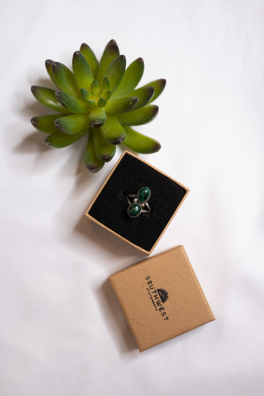 Malachite Stone Ring | Size 6.5