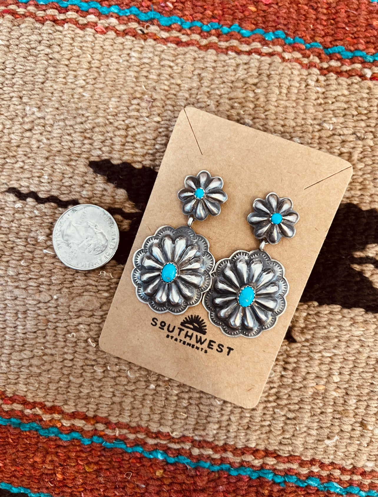 Handmade Concho Earrings with Turquoise