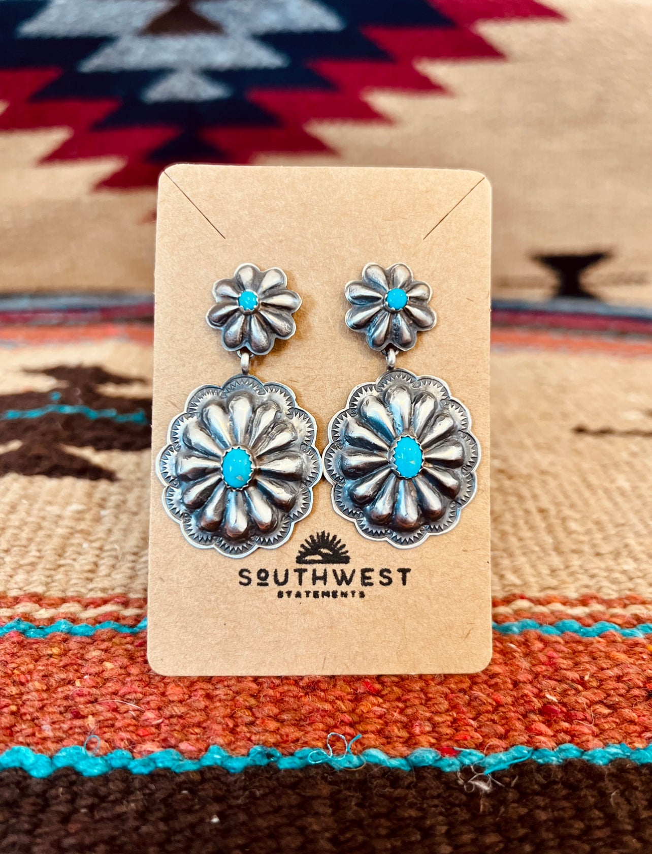 Handmade Concho Earrings with Turquoise