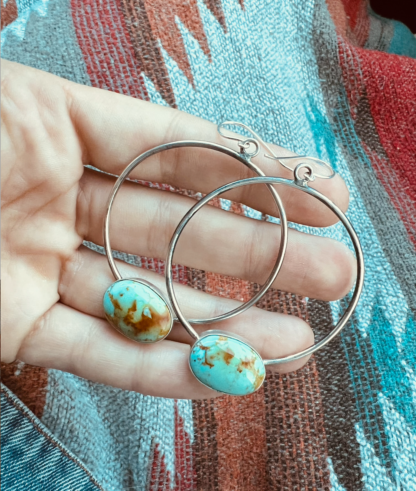 Turquoise Dangle Hoop Earrings