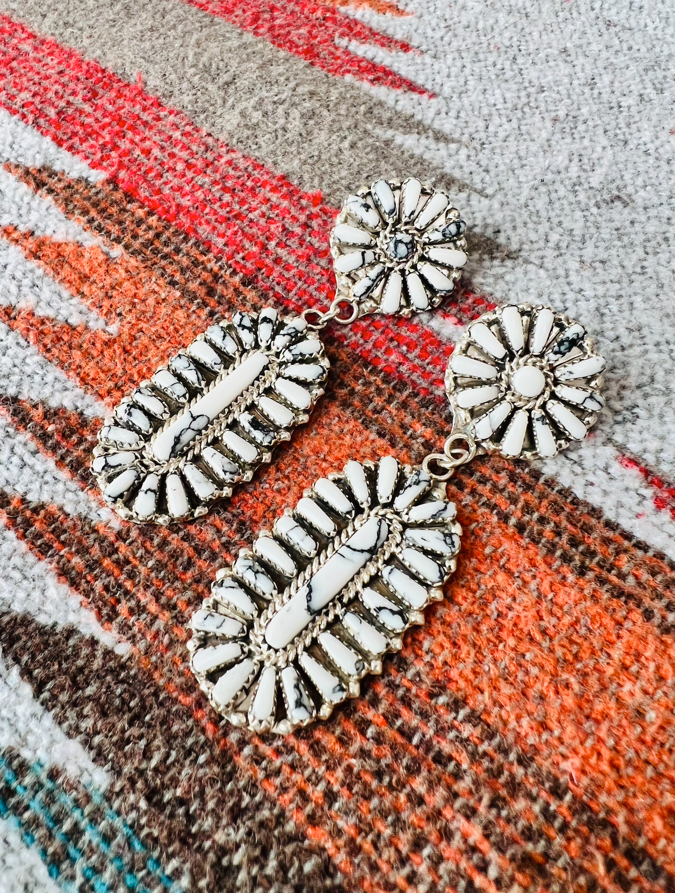 White Buffalo Cluster Drop Earrings