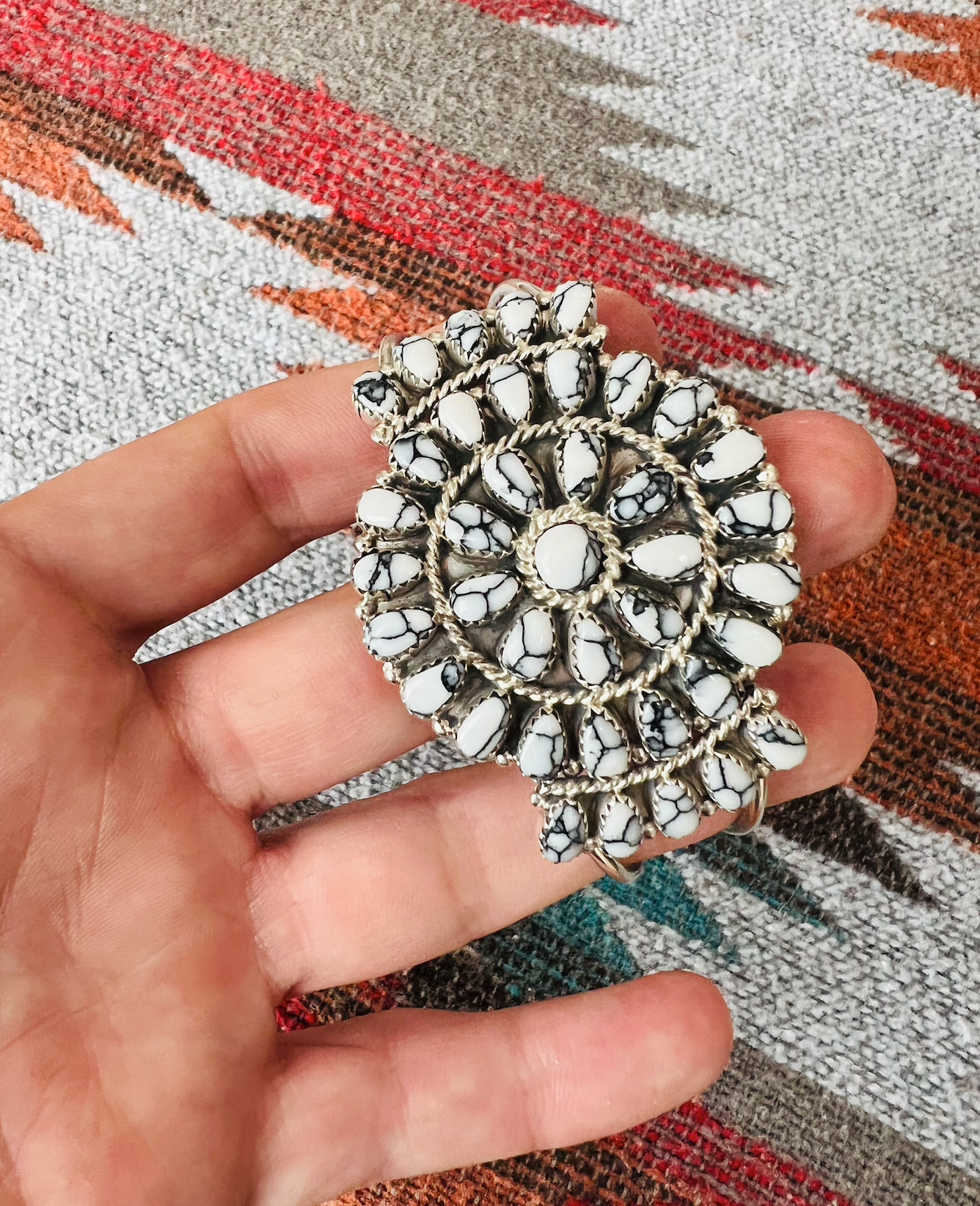 White Buffalo Cluster Cuff Bracelet