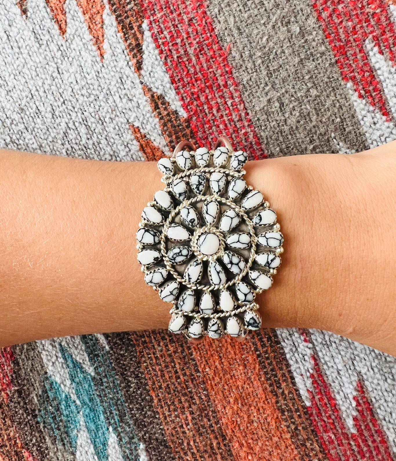 White Buffalo Cluster Cuff Bracelet