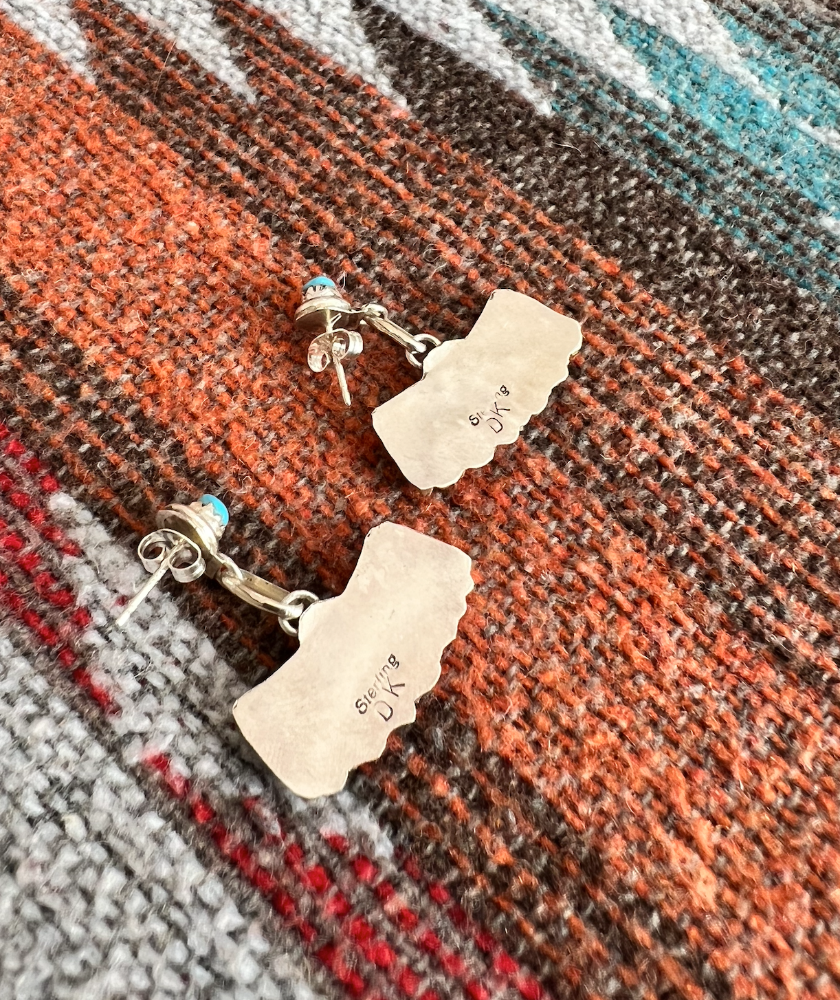 Handmade Zuni Drop Turquoise Earrings