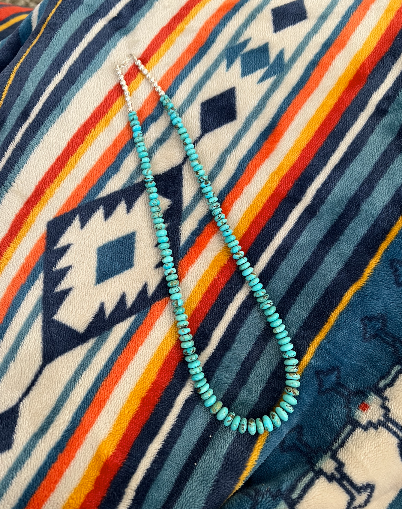 Turquoise Necklace with Round Beads 18"